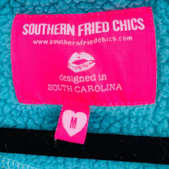 Southern Fried Chics Turquoise Aztec Print Sherpa Pullover Women's Medium - Picture 3 of 11